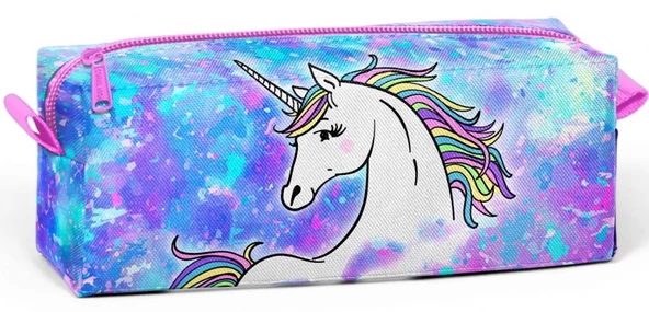Coral High Tek Gözlü Mavi Unicorn Desenli Kalem Çantası - Kız