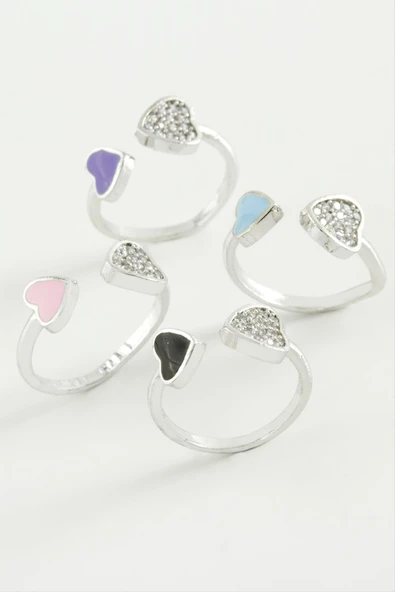 Kalp Taşlı Mineli Eklem Yüzük - Resim 3