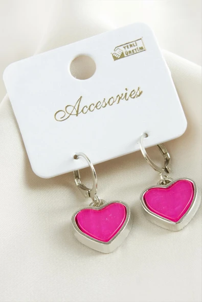 Kalp Polyester Küpe - Resim 5