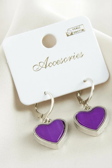 Kalp Polyester Küpe - Resim 6