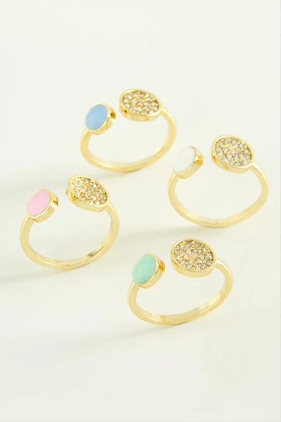 Yuvarlak Taşlı Mineli Eklem Yüzük - Resim 3