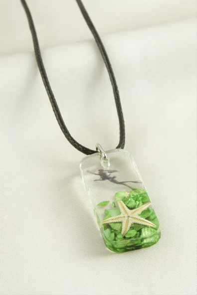 Deniz Yıldızı Dikdörtgen Epoksi Kolye - Resim 7