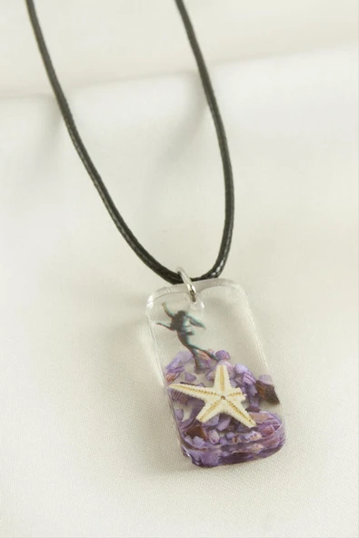 Deniz Yıldızı Dikdörtgen Epoksi Kolye - Resim 2
