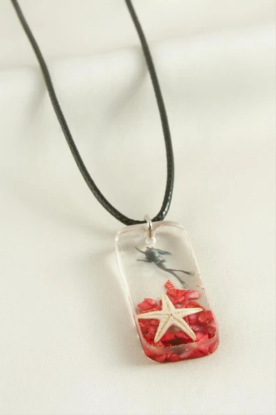 Deniz Yıldızı Dikdörtgen Epoksi Kolye - Resim 5