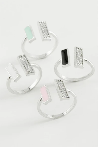 Dikdörtgen Taşlı Mineli Eklem Yüzük - Resim 4