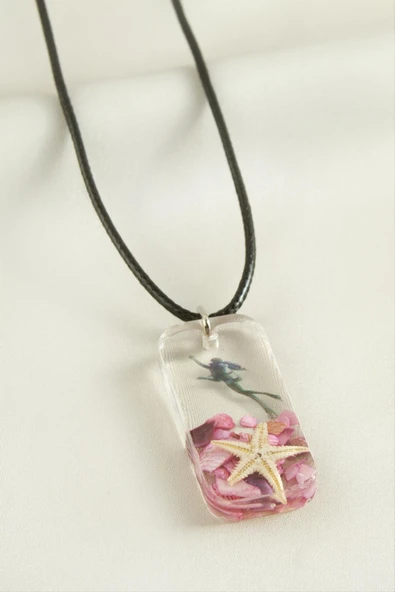 Deniz Yıldızı Dikdörtgen Epoksi Kolye - Resim 4