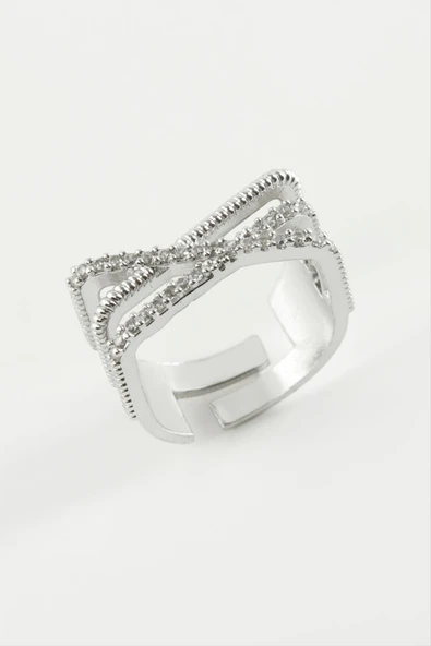 Üç Çizgili Zirkon Taşlı Yüzük - Resim 3