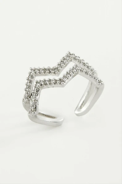 Zikzak Zirkon Taşlı Yüzük - Resim 2