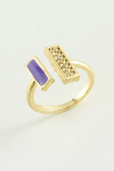 Dikdörtgen Taşlı Mineli Eklem Yüzük - Resim 2