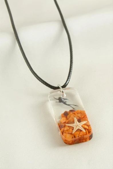 Deniz Yıldızı Dikdörtgen Epoksi Kolye - Resim 6