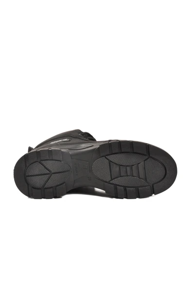 Ayakmod Siyah Nubuk İçi Kürklü Kaymaz Taban Fermuarlı Bağcıklı Kadın Bot 24090 Z - Resim 5