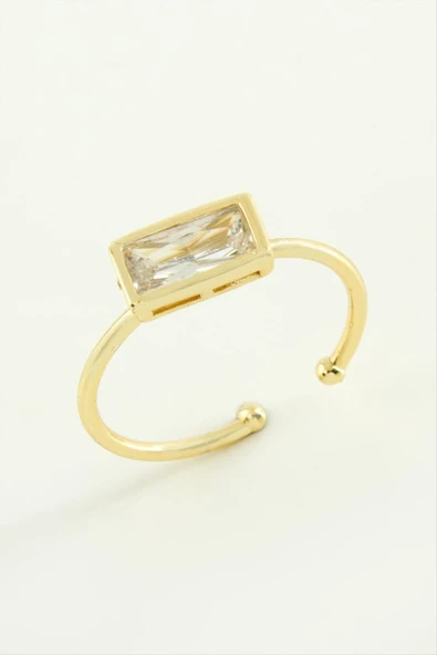 Dikdörtgen Zirkon Taşlı Yüzük - Resim 2