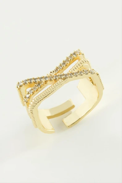 Üç Çizgili Zirkon Taşlı Yüzük ürün görseli