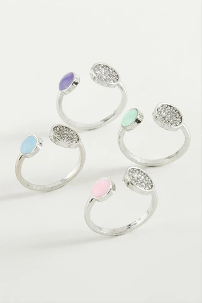 Yuvarlak Taşlı Mineli Eklem Yüzük - Resim 4