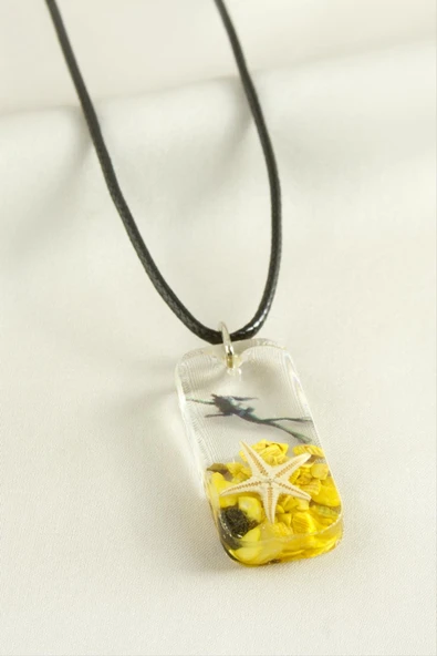 Deniz Yıldızı Dikdörtgen Epoksi Kolye - Resim 3