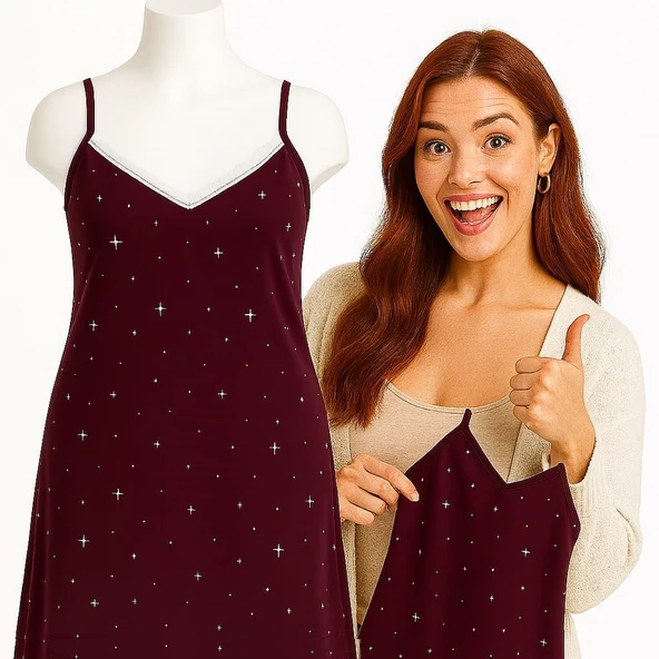 KADIN Büyük Beden Milan Kumaş Gecelik ve Ev Elbisesi - GENİŞ KESİM - 4