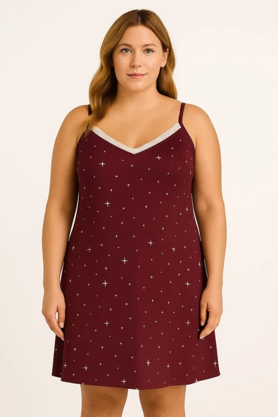 KADIN Büyük Beden Milan Kumaş Gecelik ve Ev Elbisesi - GENİŞ KESİM - 8