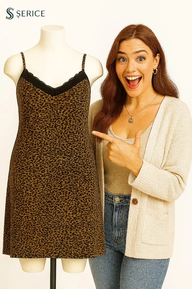 KADIN Büyük Beden Milan Kumaş Gecelik ve Ev Elbisesi - GENİŞ KESİM - 2