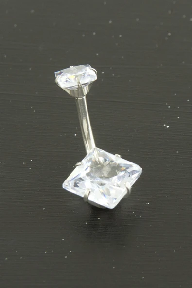 Kare Zirkon Taşlı Çelik Piercing 1 Adet
