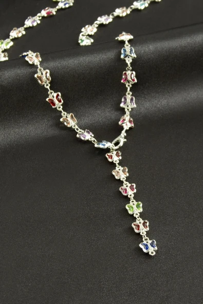 Kelebek Zirkon Taşlı Y Kolye - Resim 2