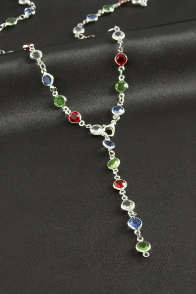 Yuvarlak Zirkon Taşlı Y Kolye ürün görseli