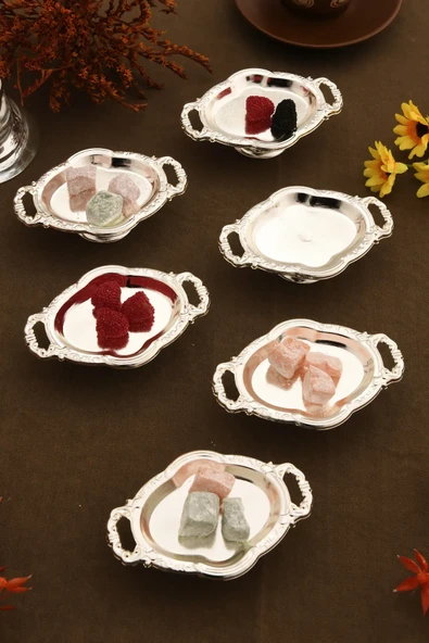 Mucit Home Mini Kulplu Oval Model Ayaklı Lokumluk 6'lı Takım - Resim 3