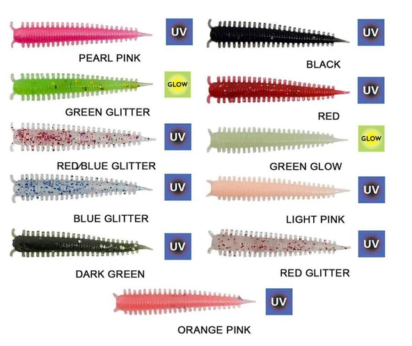 Kendo Zombie Worm Lrf Silikonu 4cm 8 Adet  Blue Glitter - 2