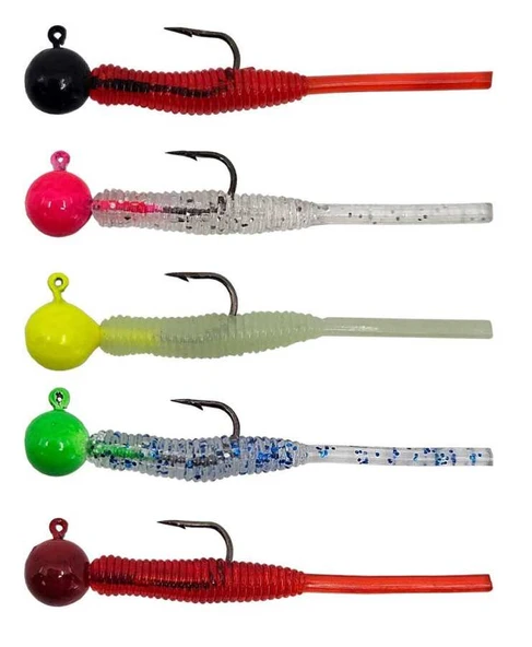 Kendo Hook Worm Jighead+Lrf Silikonu 2gr+4.5cm 5 Adet  Head Red+Red ürün görseli