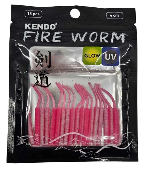 Kendo Fire Worm Lrf Silikonu 5cm 18 Adet  Fluorescent Yellow - 3