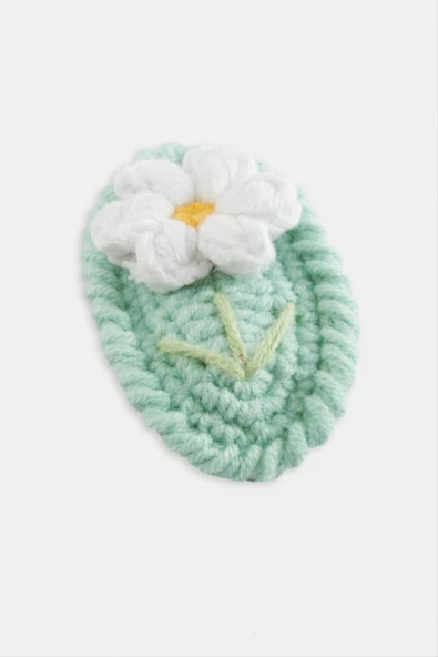 El Yapımı Papatya İşlemeli Örgülü Çıtçıtlı Toka - Resim 5