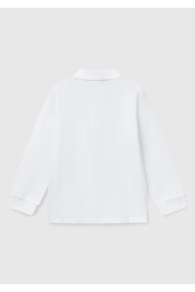 Erkek Bebek Beyaz Logolu Polo T-Shirt - 2