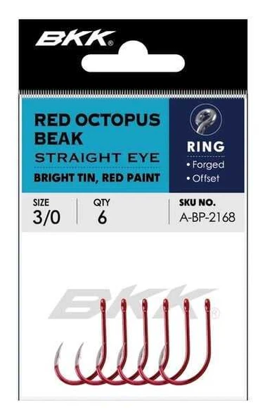 BKK Red Octopus Beak Straight Eye Olta İğnesi  6/0 - Resim 4