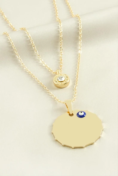 Köşeli İsim Yazılabilir Boş Plaka İkili Kolye - Resim 2