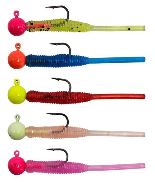 Kendo Hook Worm Jighead+Lrf Silikonu 1.5gr+4.5cm 5 Adet  Head Yellow+Red ürün görseli