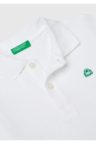 Erkek Bebek Beyaz Logolu Polo T-Shirt - 3