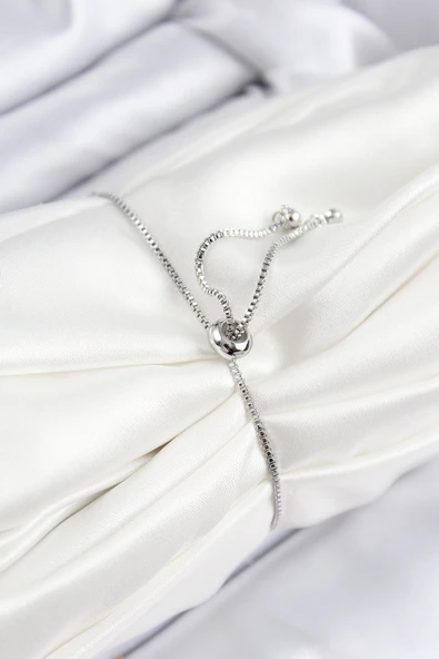 Pirinç Zirkon Taşlı Sıralı Daire Model Gümüş Renk Asansörlü Kadın Bileklik - TJ-BB7718 - 2