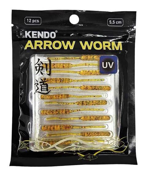 Kendo Arrow Worm Lrf Silikonu 5,5cm 12 Adet  Pearl White - Resim 3