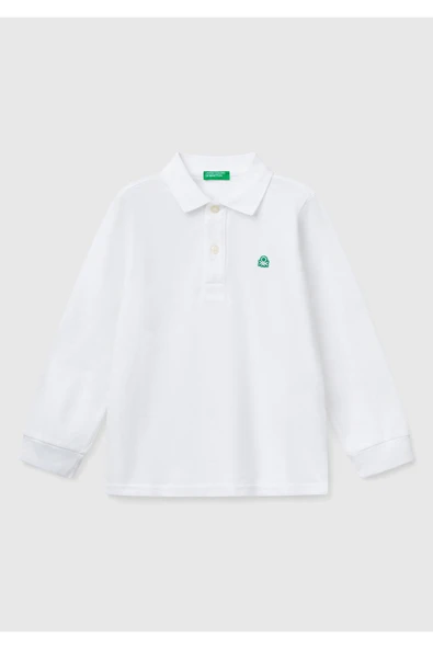 Erkek Bebek Beyaz Logolu Polo T-Shirt - 1