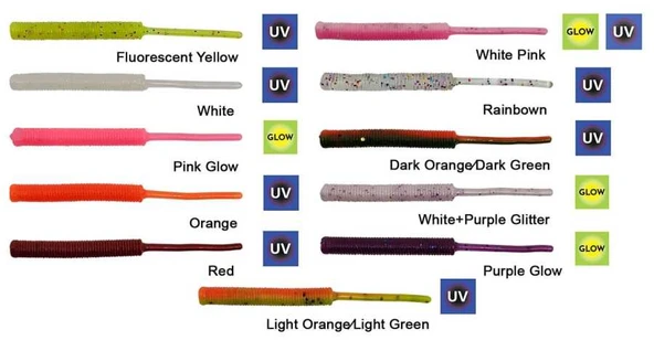 Kendo Fire Worm Lrf Silikonu 5cm 18 Adet  Fluorescent Yellow - 2