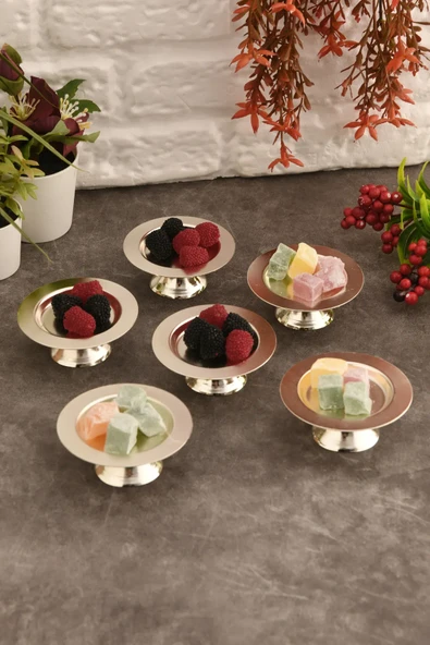 Mucit Home Muli Ayaklı Makaron Lokumluk Gümüş 6 Lı Takım - 5