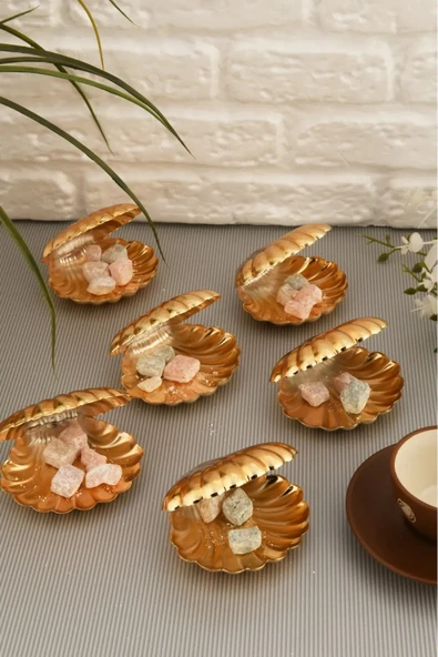 Mucit Home Brano 6 Lı Kahve Yanı Istiridye Lokumluk Gold - 4