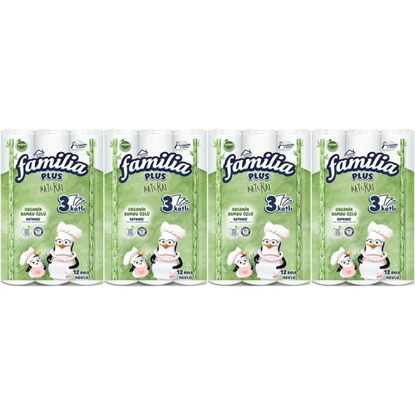 Familia Kağıt Havlu Natural (3 Katlı) Organik Bambu özlü 48 Li Pk  (4PK*12)