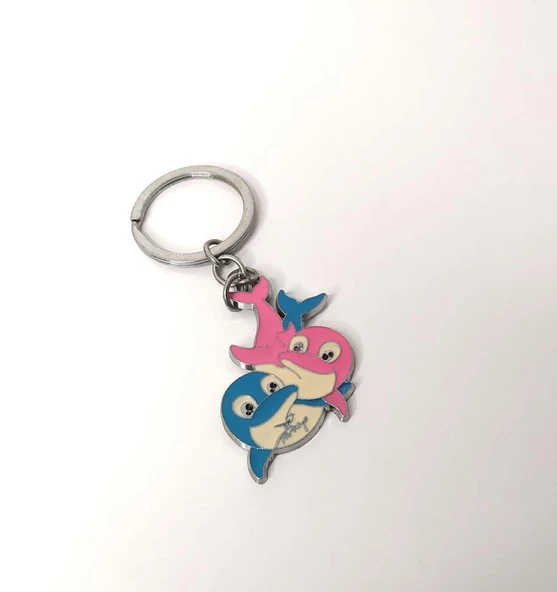 Sevimli Çift Yunus Balıkları Metal Anahtarlık Çanta Süsü 10263 Hdmarketim - 2