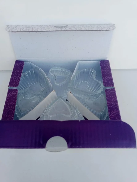 6 lı Mini cam lokumluk "Kalp şekilli" - Resim 7