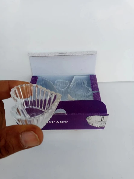 6 lı Mini cam lokumluk "Kalp şekilli" - Resim 4