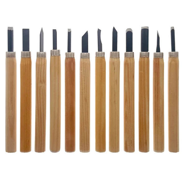 Ahşap ve Seramik Oyma Seti 12'li ürün görseli 1