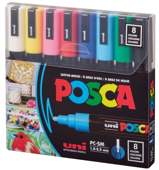 Supertrend Posca PC-5M 1.8-2.5 Su Bazlı Boyama Markörü Seti Ana Renkler 8 RENK ürün görseli