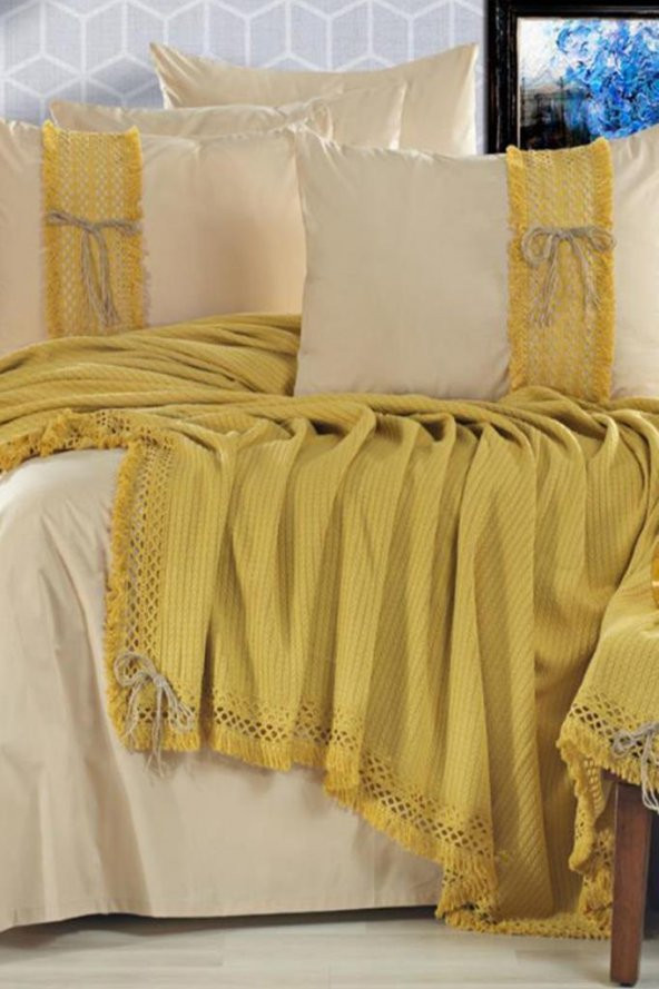 Çeyiz Diyarı Rapunzel Pike Takımı 6 Parça Hardal Bej - Resim 2