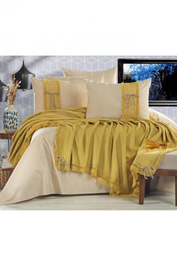 Çeyiz Diyarı Rapunzel Pike Takımı 6 Parça Hardal Bej - Resim 3