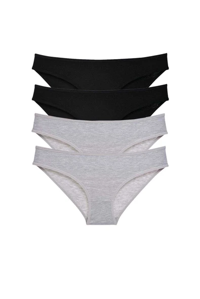 LitaeTrend 4 adet Süper Eko Set Likralı Kadın Slip Külot Siyah Gri ürün görseli 1